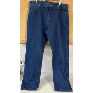 Wrangler 13MWZPW Cowboy Cut Jeans Mens 38x32 Blue Excellent Straight Leg Denim